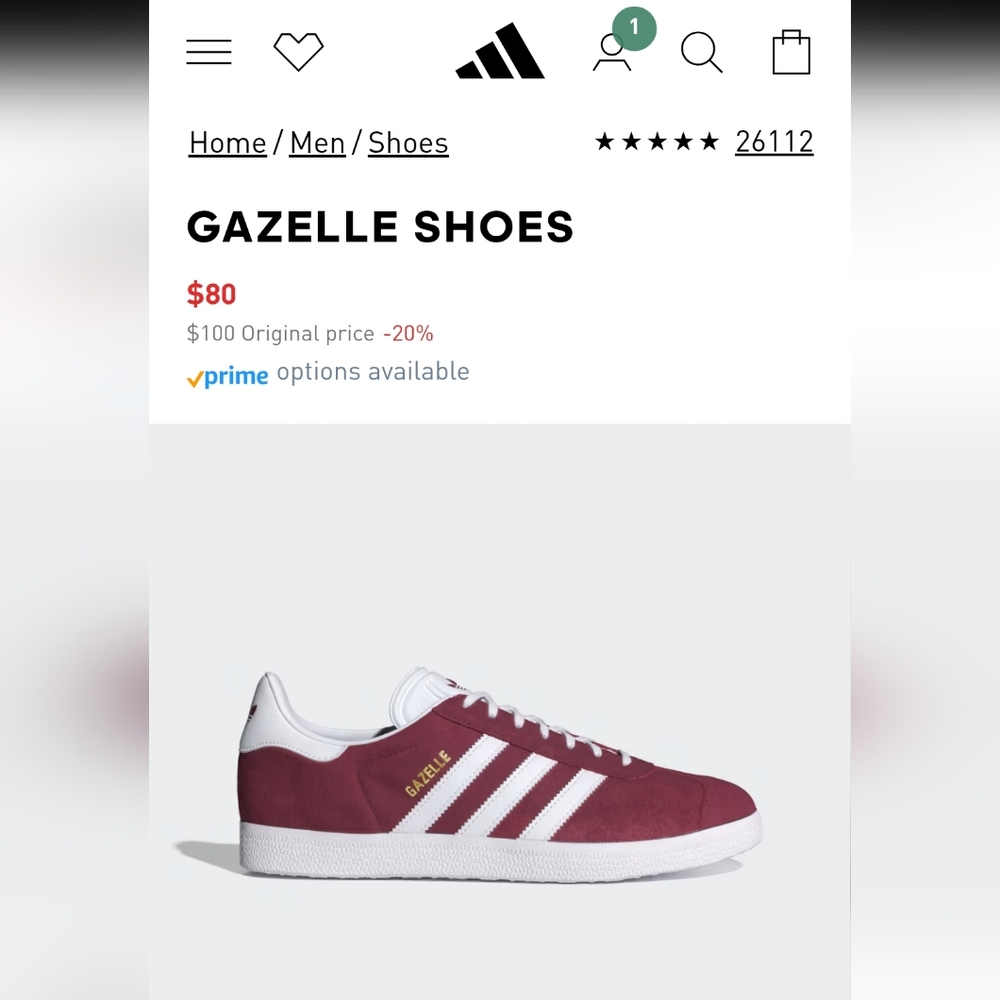 Authentic Red Adidas Gazelle•Unisex•Like New•US M 10.5•Excellent Cond 9.5/10•